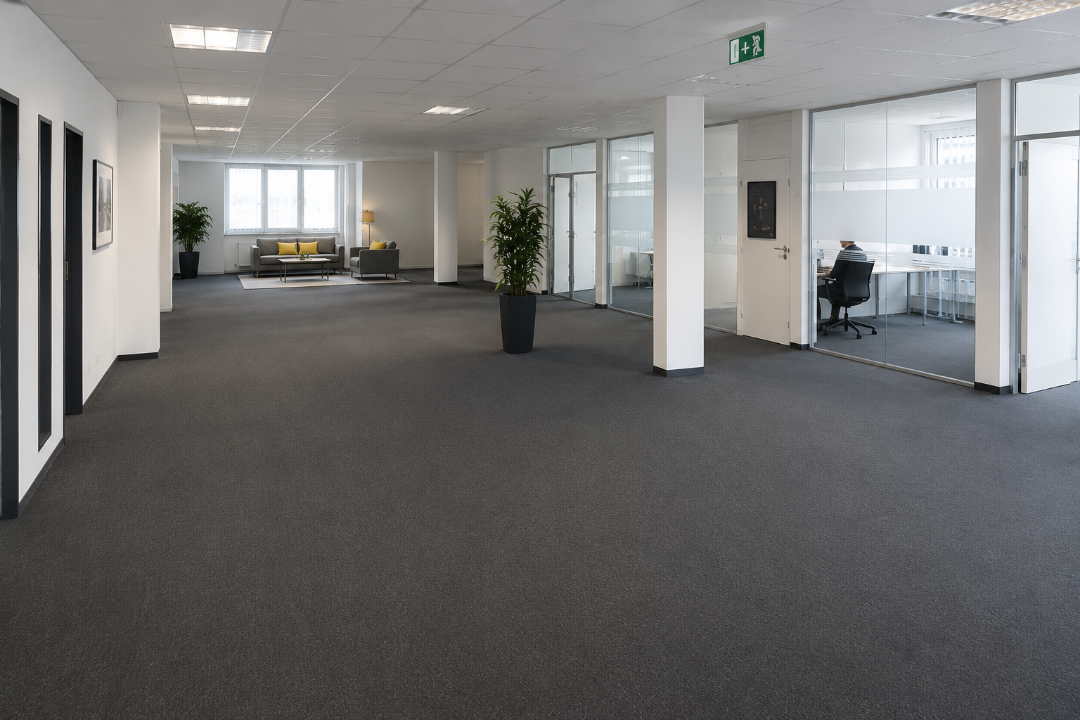 Bürofläche vor Übergabe — nachher
